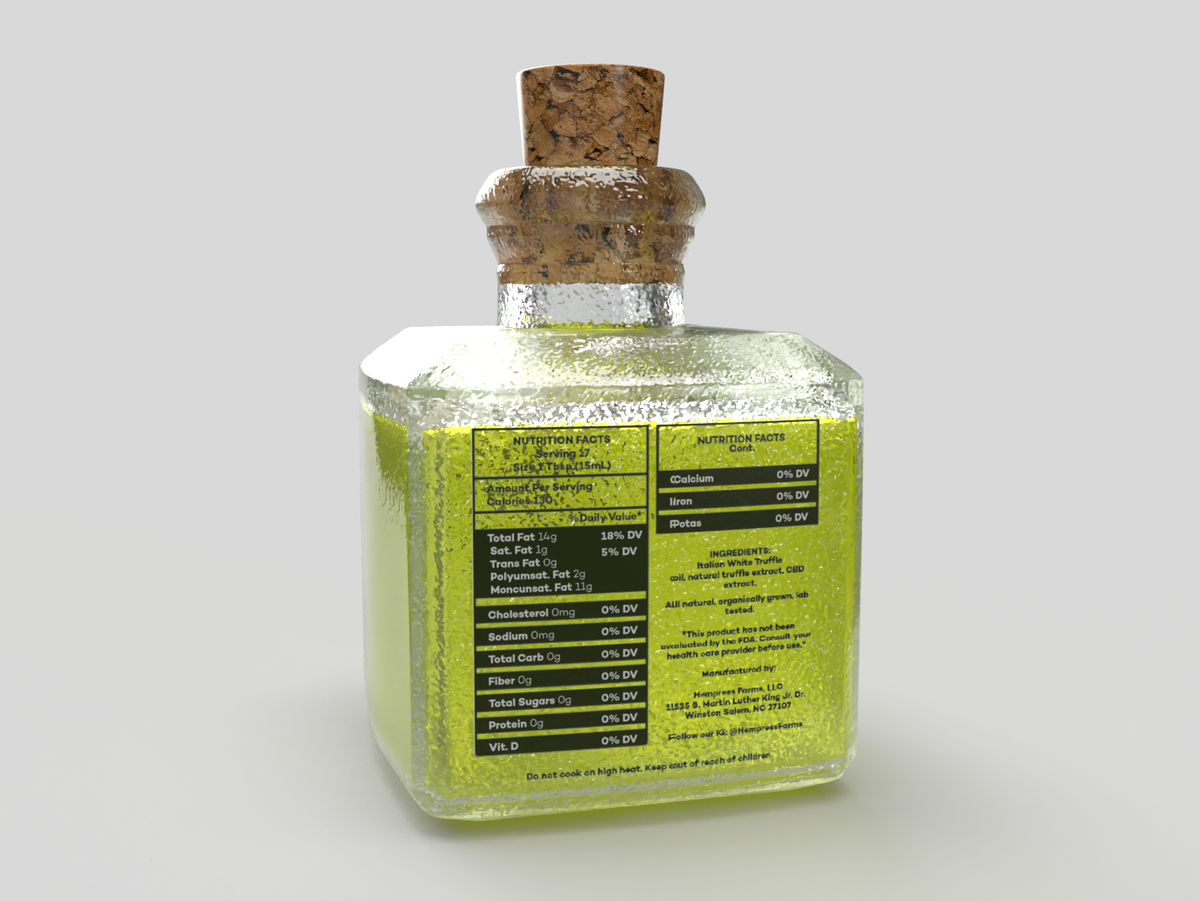 Hemp Infused White Truffle Oil Pain Relief Cooking Oil Final Dri