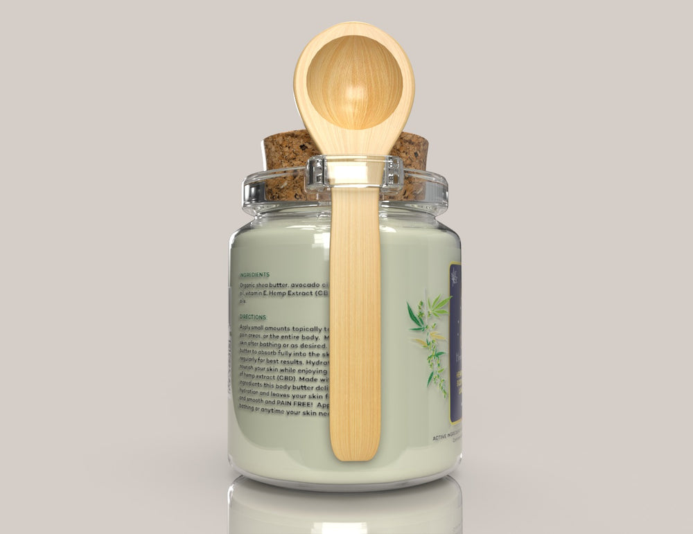 
                  
                    Hemp Infused Lavender Body Butter For Pain | Glass Jar w/Spoon | Hemp Cream | Vegan Organic Ingredients
                  
                